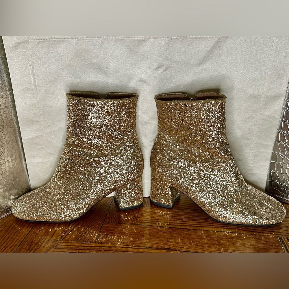 Gold Glitter Ankle Boots